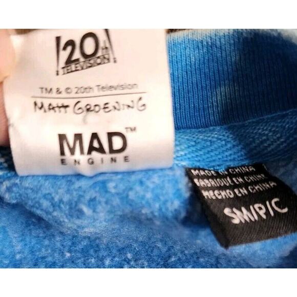 Simpsons Vintage Sweatshirt Bart Head plant Off Skateboard Blue Small Unisex - Picture 7 of 7